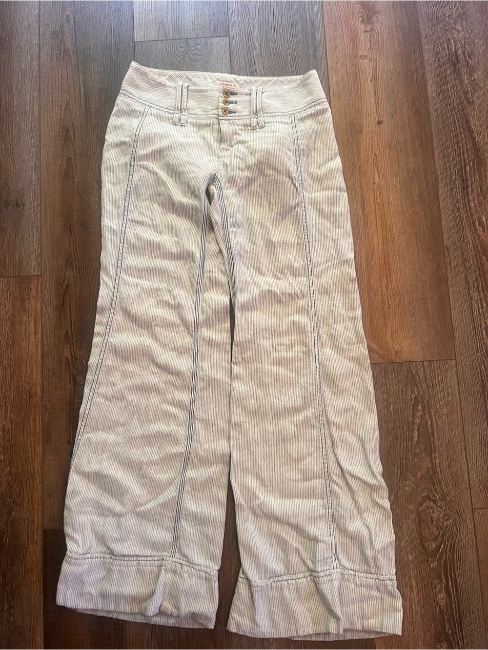 Free People Vintage ‘01 Wide-Leg Light cotton pinstripe pants